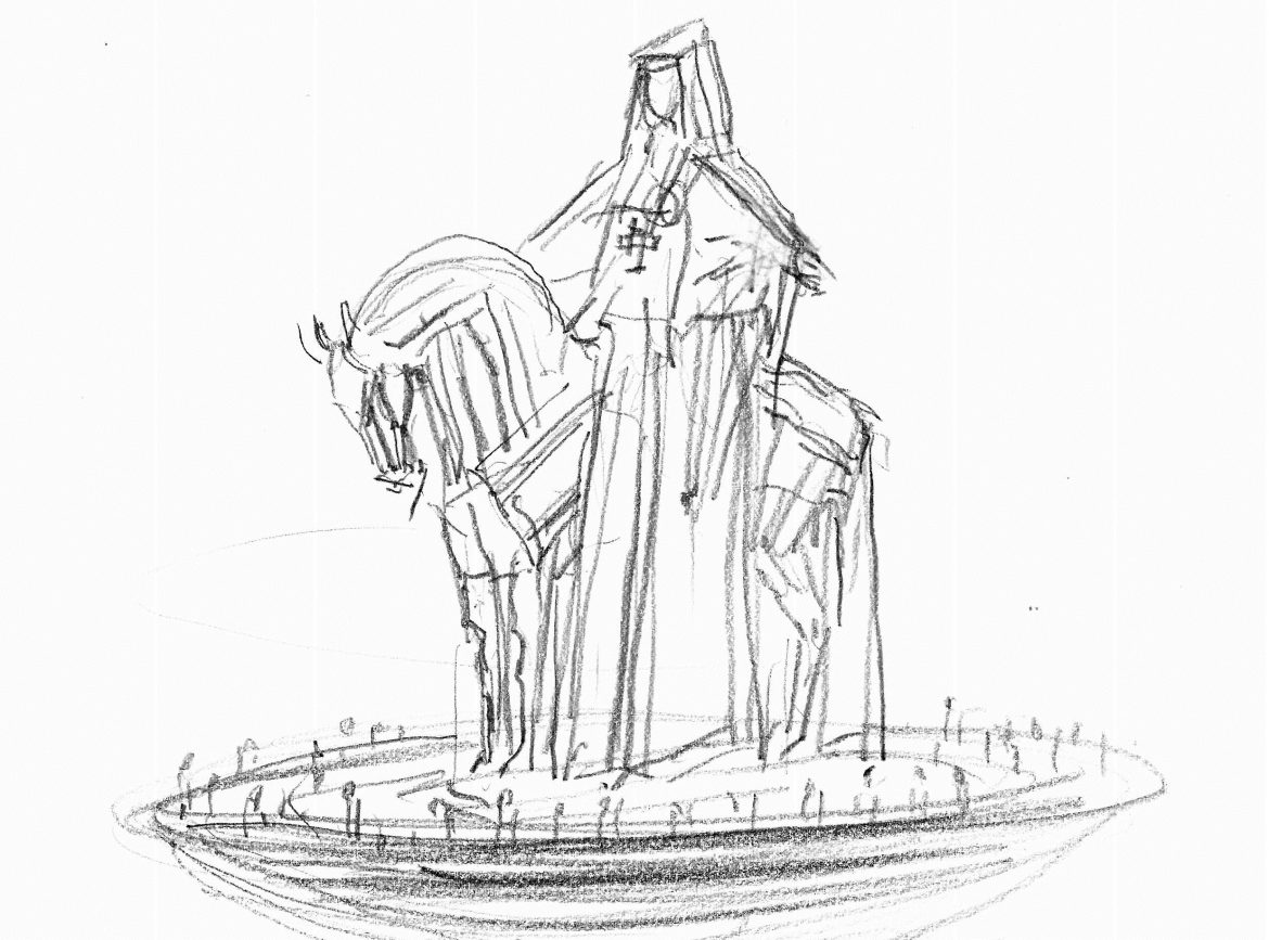 Dessin statue sainte Jeanne de Chantal par Jean-Louis Sauvat