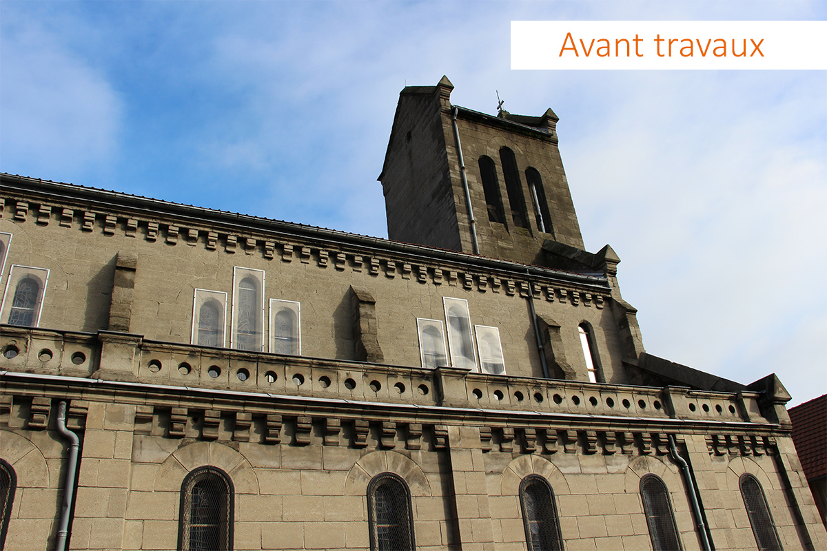 Image de la façade sud de l’église avant travaux.