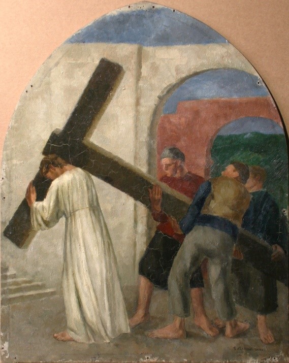 Une station du Chemin de Croix de l'église Saint Médard après décrassage