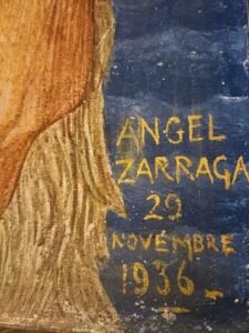 Détail de la signature du peintre du chemin de croix du Sacré Coeur de Gentilly