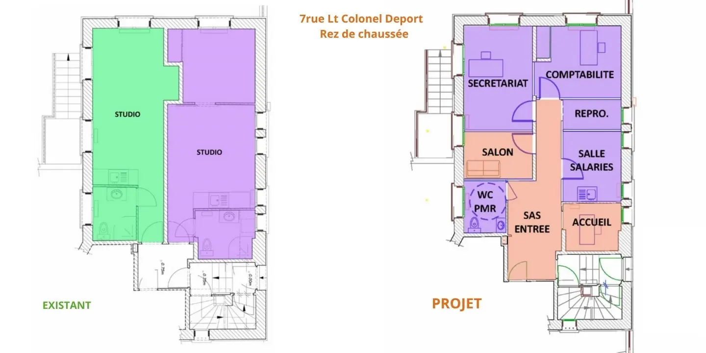 Sainte Jeanne de Chantal - Plan du projet de restructuration du rez-de-chaussée au 7 rue du Lieutenant-Colonel Deport