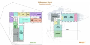 Plan du projet de restructuration de Sainte-Jeanne de Chantal au 96 boulevard Murat (rez-de-chaussée)