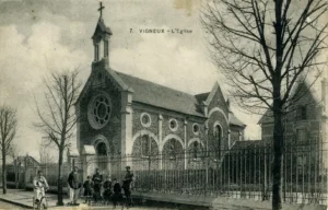 photo d'époque de l'église de Vigneux