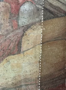 Avant / Après nettoyage du tympan de Saint Hippolyte