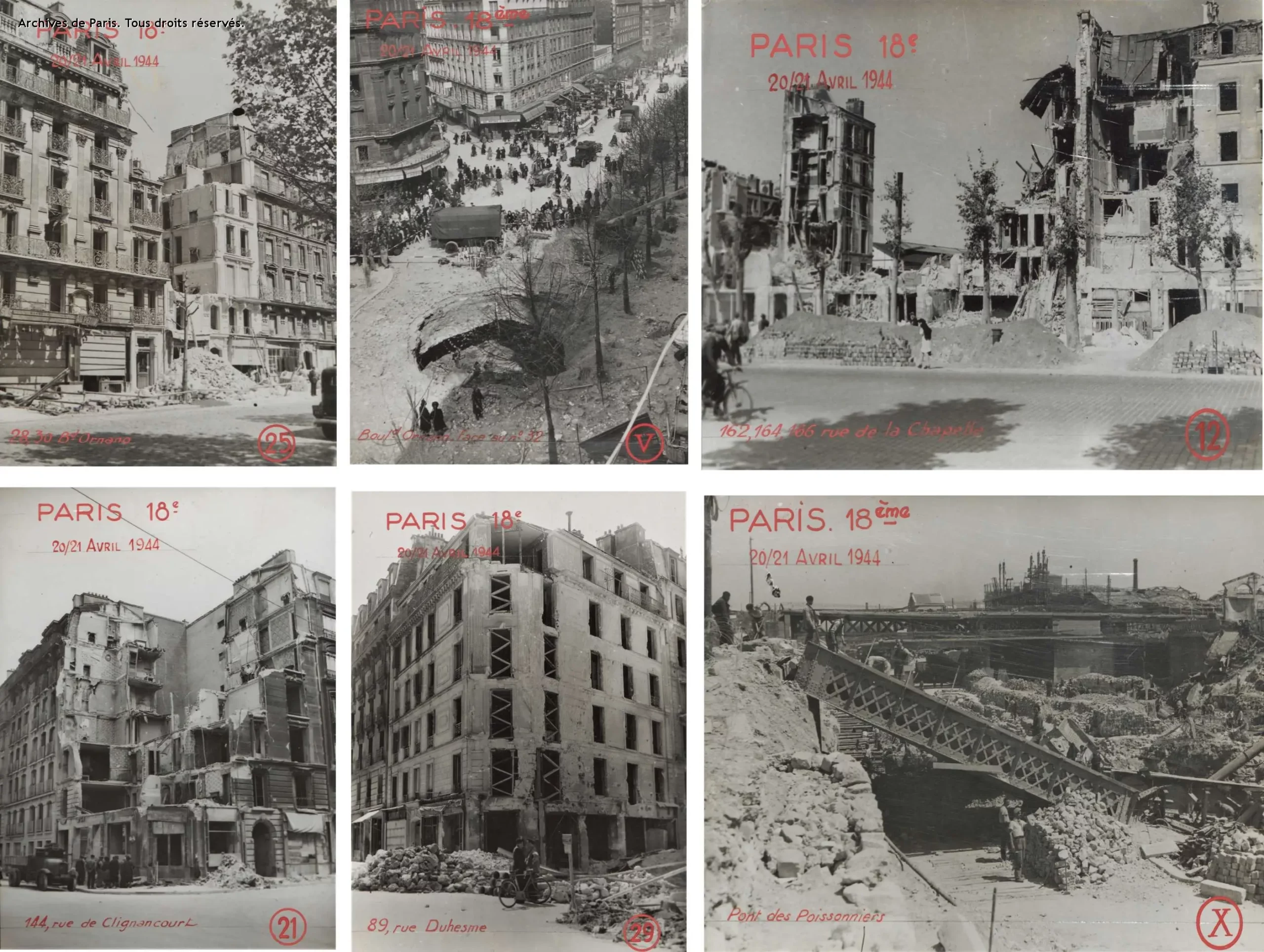 Immeubles bombardés et détruits dans le quartier de Notre Dame du Bon Conseil