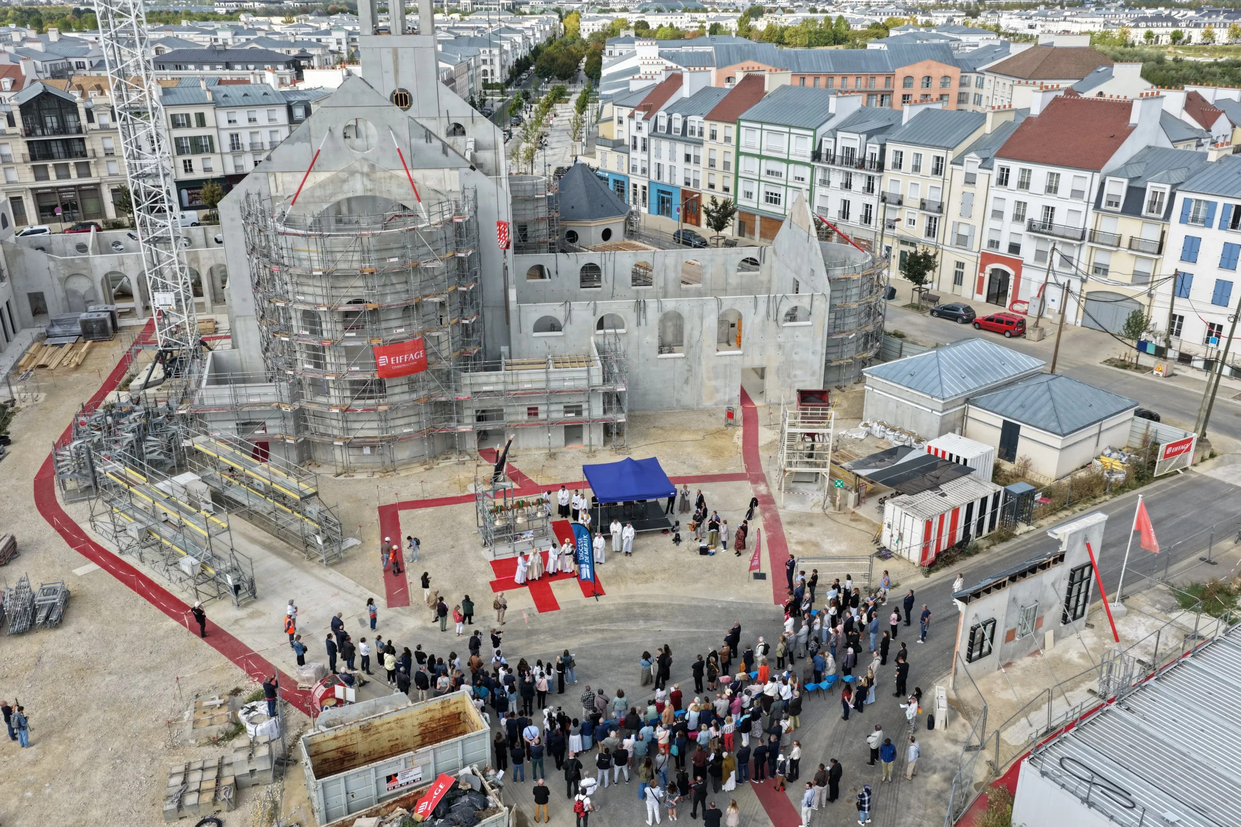 Vue aérienne de l'ensemble du chantier